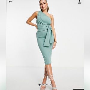 ASOS DESIGN One Shoulder Side Knot MIDI Dress